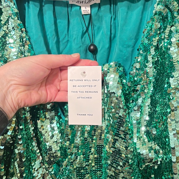 Mint Sequin For Love and Lemons Madeleine Front-tie Top. Size Small NWT - Picture 7 of 8